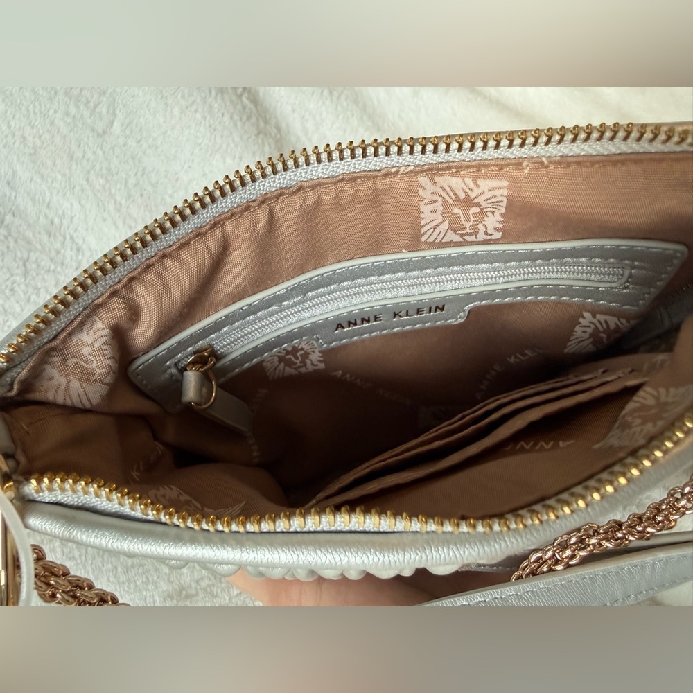 Anne Klein Silver Quilted Purse View 4